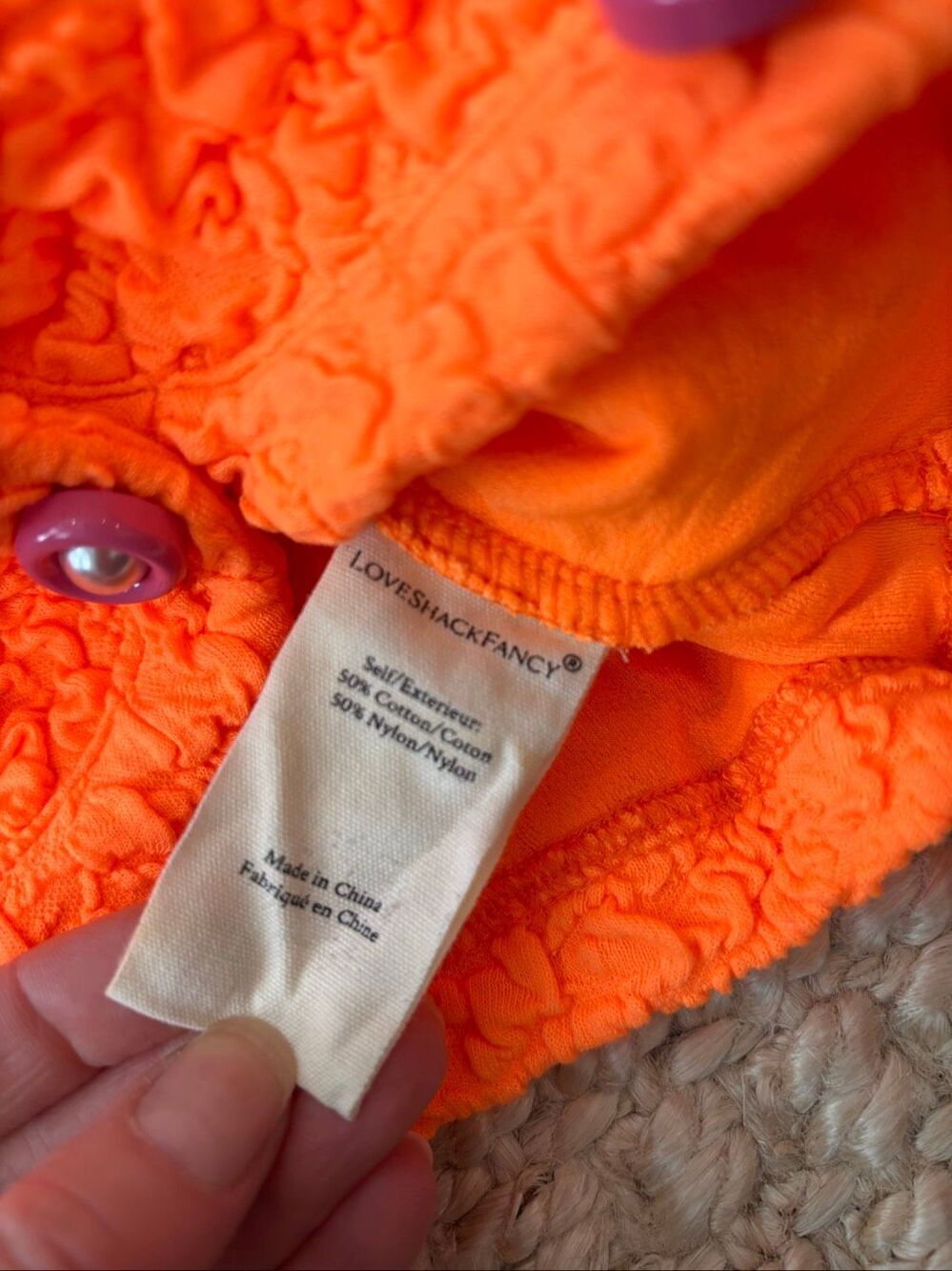 NWOT LOVESHACKFANCY Neon Tangerine Senina Crop Cardigan Sz XS, $235 D8 - Picture 5 of 9